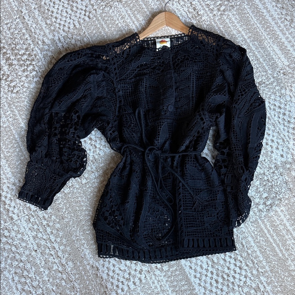 FARM Rio Elegant Black Lace Blouse